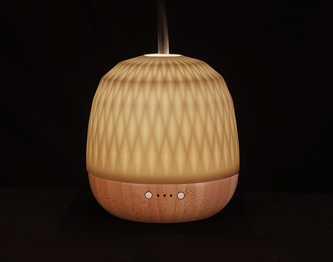 Luca-eco barátságos bambusz alap ultrahangos diffúzor meleg sárga fény